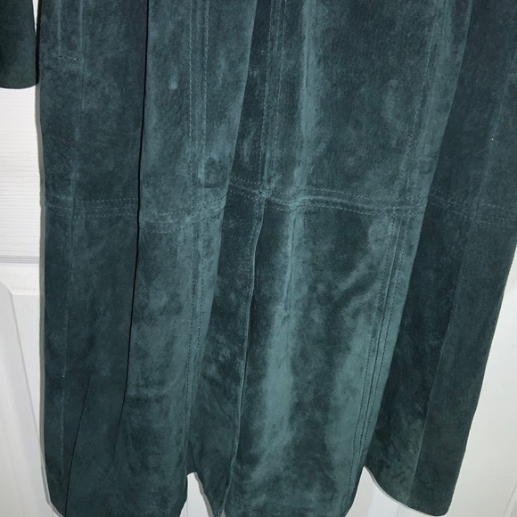 INC International Concepts Green Suede O-Ring belt Trench Coat Sz M lined - Picture 6 of 12